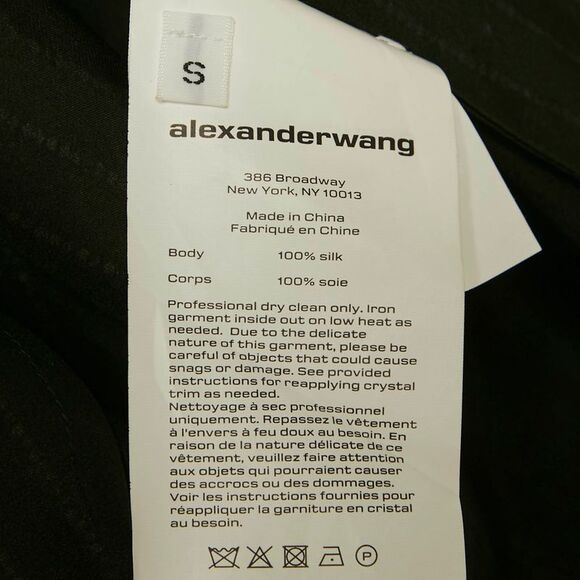 Alexander Wang  Black Embellished Striped Silk Satin Shirt S - Picture 6 of 6